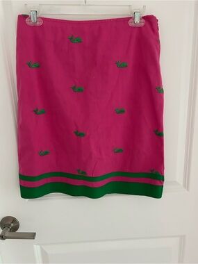 Bushwhacker Bright Pink Skirt with Green Embroidered Whales